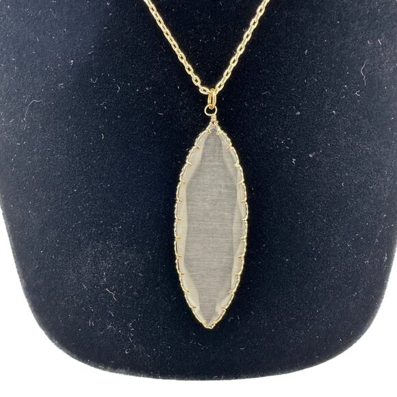 Necklace Oval Pendant 30in Chain Nickel-Free Jewelry Gold-Tone by 14th & Union - Picture 3 of 5